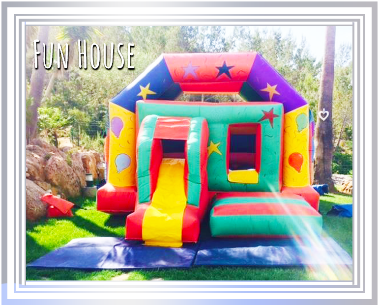 The colourful 'Fun House' bouncy castle