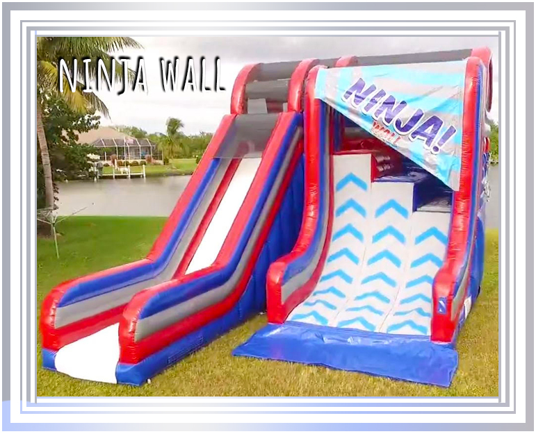 Ninja Wall Frame s The colourful 'Fun House' bouncy castle